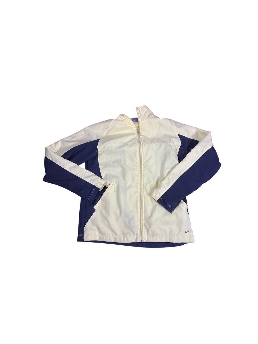 Nike Windbreaker Jacket Womens Medium Yellow Gray Full Zip Lightweight Athletic